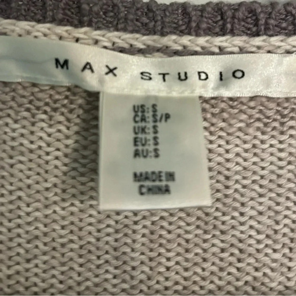 Max Studio Womens Long Sleeve Gray White Striped Sweater Cotton Blend Size Small - Picture 4 of 5
